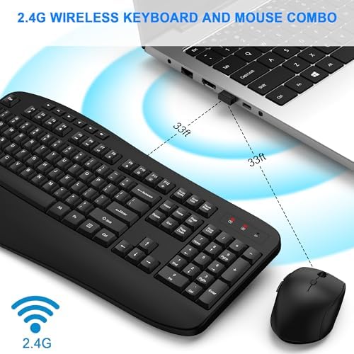 EDJO Wireless Keyboard and Mouse Combo, USB Plug & Play (Classic Black)