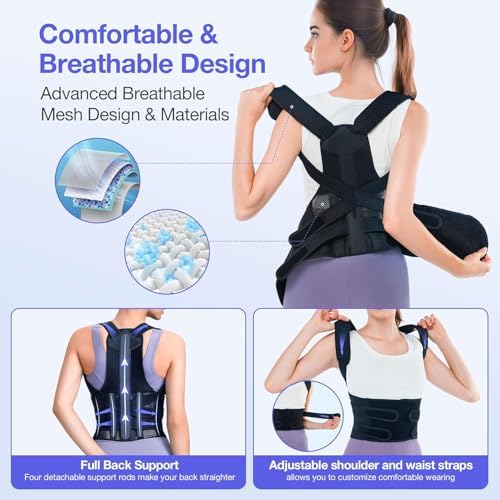 NEW 2026 Posture Corrector for Women & Men – Adjustable Back Brace for Daily Posture Support, Helps Improve Alignment & Reduce Slouching, Breathable Upper & Lower Back Lumbar Support for Office Work, Sitting & Daily Wear