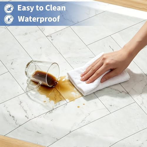 UKISS 9/10 Marble-Pattern Extra Thick Cushioned Kitchen Mat, Non-Slip Waterproof Comfort Memory Foam Standing Desk Mat, Ergonomic Anti Fatigue Floor Mat for Kitchen, Office (Teal, 20" X 48")