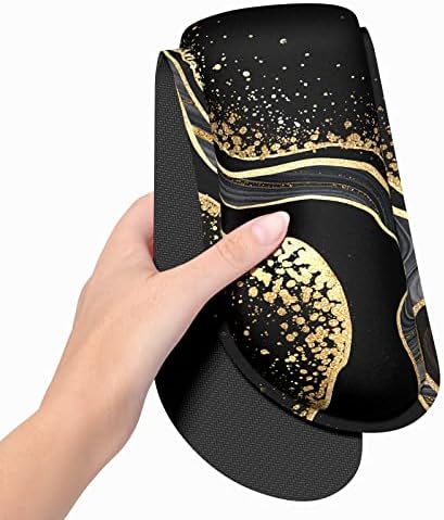 Dapesuom Enlarge Keyboard Wrist Rest, Memory Foam Wrist Cushion for Desk Mats Support, Marble Pain Relief Keyboard Mouse Pad Rests Set with Non-Slip Base for Gaming Laptop Office Computer, Black Gold