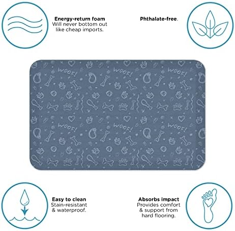 GelPro Designer Cushioned Anti-Fatigue Comfort Floor Mat, Padded Stain-Resistant, Waterproof, Non-Slip Comfort Padded Desk/Office Mat, 20 x 32, Puppy Play Blue Lake