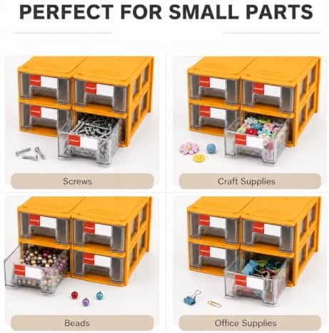 16 Pack Stackable Desk Organizer Drawers for Craft Storage Yellow