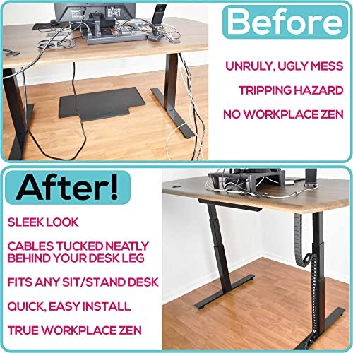 Quality Clever PivyCord-Vez Flex Chain Raceway Cable Management Solution for Sit-Stand Variable Height Desks, Flexible Cable Raceway to Hide, Organize and Protect Wires and Cables, Black