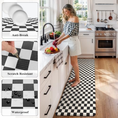 KIMODE Kitchen Mats Cushioned Anti Fatigue, Farmhouse Kitchen Rug 24"x71"