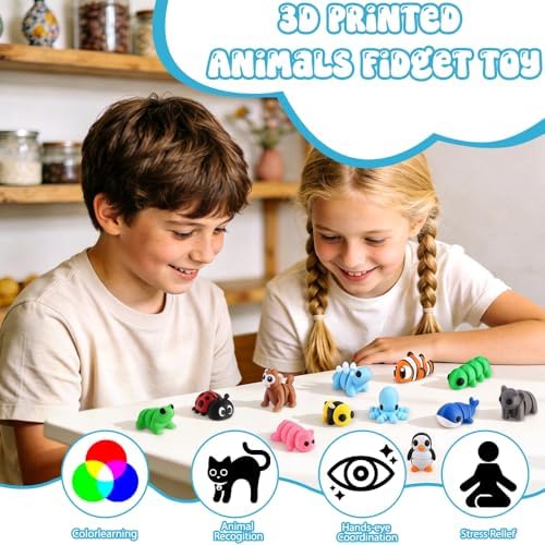 JOICEE 108Pcs Mini 3D Printed Animals Articulated Flexible Fidget Toys