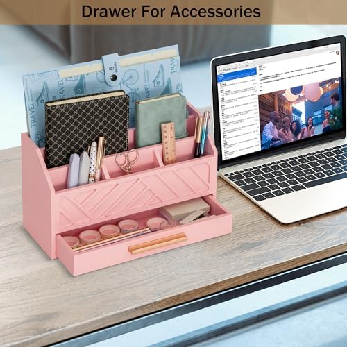 Desk Organizer with Drawer, Countertop Bill Mail Organizer and File Storage