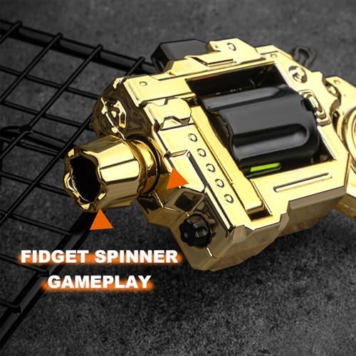 Metal Fidget Toys Adults Gun: Fidget Spinner Cool Fidget Toy for Men Stress Relief Spinner Ring for Finger Concentration Office Study Travel (Radiant Gold)