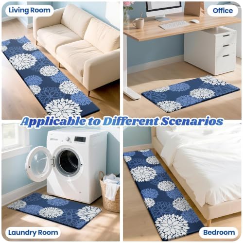 Kitchen Mats 2 Piece Set, Anti Fatigue Non Slip Cushioned Floor Rugs, Blue