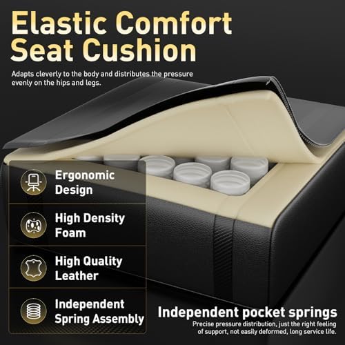 HLDIRECT High Back Gaming Chair, USB Massage Lumbar Support, Black