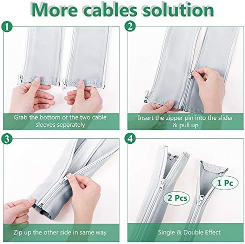 StangH Office Cable Management kit with Zipper 19 Inch, 4 Pieces -White