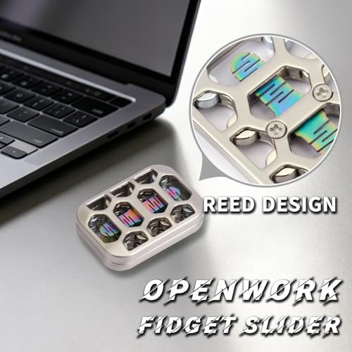 Fidget Toys Adults Openwork Design Metal Fidget Slider EDC Fidget Toys Adults Decompression Desk Toys to Relief Anxiety and Stress for ADD, ADHD & Autism (Silver)