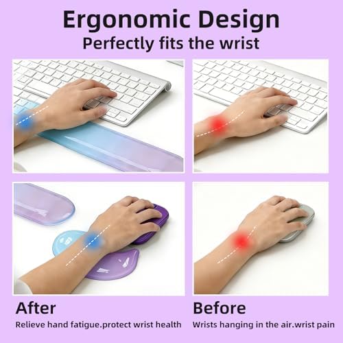 Gel Wrist Rest Set for Computer Keyboard and Mouse, 2-Pack (Purple)