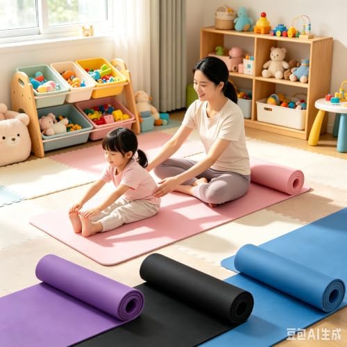 Non Slip Yoga Mat 1/5" Thick High Density Non Slip Anti-Tear Exercise Mat with Carrying Strap Hot Yoga Mat for Pilates, Workouts, Floor, Home Yoga, Stretching, Fitness, Gym