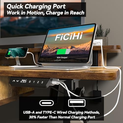 FiCiHi 48x30Inch Standing Desk with Drawers,Electric Height Adjustable Desk