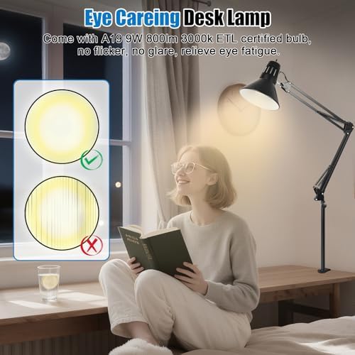 LED Clamp on Desk Lamp, 360°Adjustable Swing Arm Desk Lamp