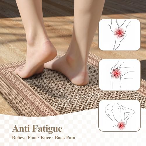 KIMODE Anti Fatigue Kitchen Mats for Floor,Farmhouse Kitchen Rugs Sets of 2