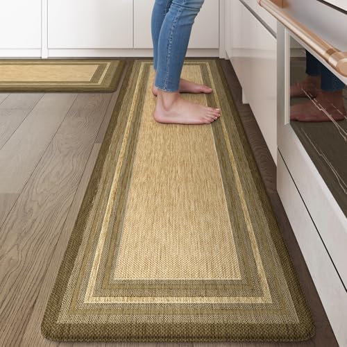KIMODE Anti Fatigue Cushioned Kitchen Mats for Floor,Vintage Kitchen Rugs