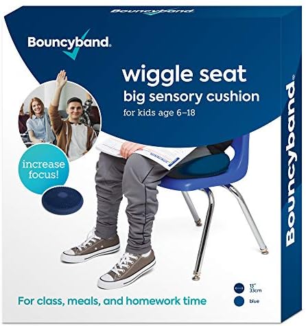 Bouncyband – Wiggle Seat – Blue, 13” D – Large Sensory Cushion for Kids Ages 6-18+ – Promotes Active Learning, Improves Student Productivity, Includes Easy-Inflation Pump