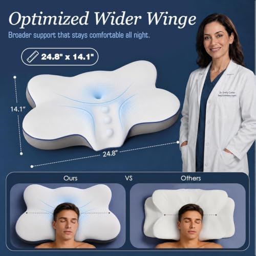 Ultra Cooling Cervical Pillow for Neck Pain Relief, Patented Side Sleepers