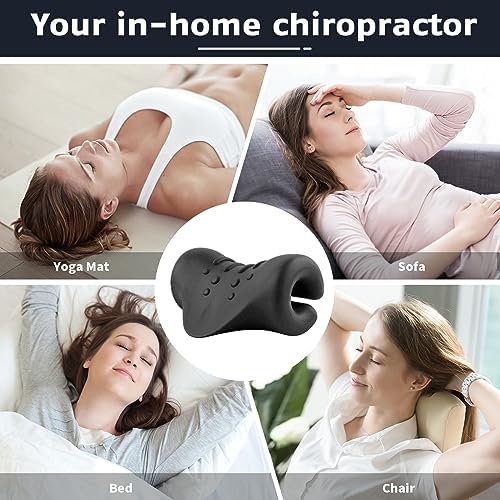 Neck Stretcher for Neck and Shoulder Pain Relief, Cervical Traction Device for TMJ Support, Ergonomic Neck Stretching Pillow, Black