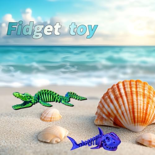 6pcs 3D Printed Dinosaur Skeletons,Snake Flexible，Articulated T-Rex Fidget Toys,Large,3D Printed Animals,Desk Toy，Easter Eggs Basket Stuffers,Toys for Boys Kids Teen Girl 4-6 8-12