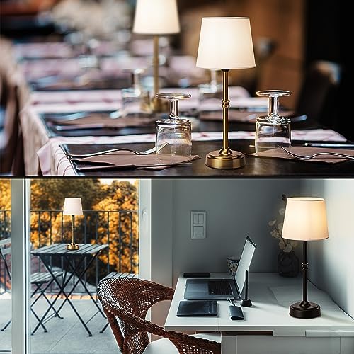 O'Bright Seraph Cordless Rechargeable LED Table Lamp, Antique Brass