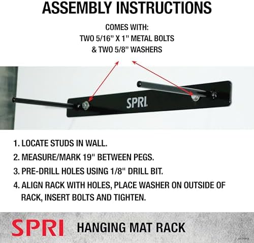 SPRI Hanging Exercise Mats for Gyms, Closed-Cell Foam Yoga & Fitness Mats with Grommets, Thick Workout Mats for Studios & Group Fitness Classes