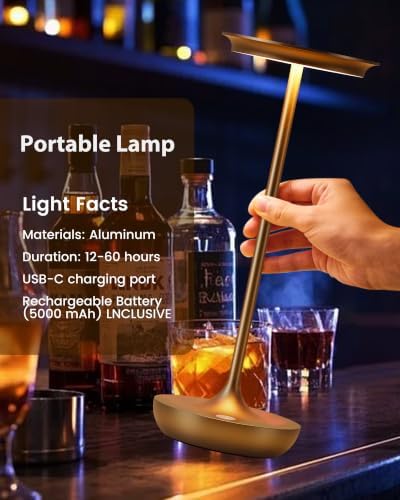 LED Cordless Table Lamp 5000mAh Battery Rechargeable Table Light