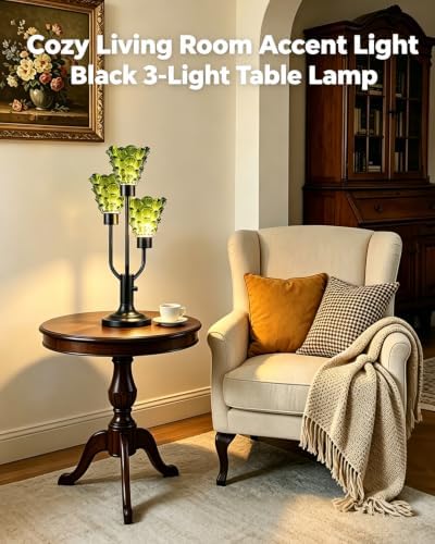 Lightdot Mid Century Modern Table Lamp Dimmable Bulbs Included Green Glass