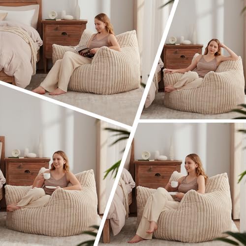 Achicsofar Bean Bag Chair for Adults Teens, Giant Faux Fur Beanbag Armchair