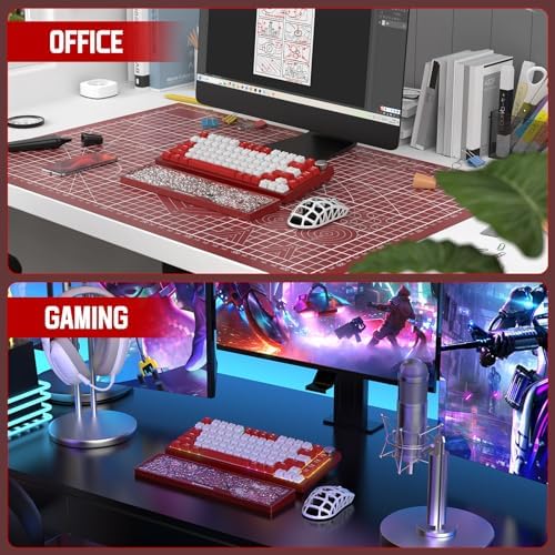 SELORSS x MANBASNAKE 68 Keys CNC Aluminum Alloy Keyboard Wrist Rest with Partition Storage Case, 2 Acrylic Top Covers, Ergonomic Non-Slip Support for Mechanical Keyboards, Ideal for Office/Home-Red