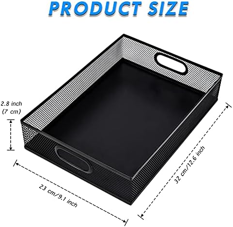 2 Pcs Desk Drawer Organizer, A4 Large Metal Mesh Desk Organizer Tray, Versatile Storage Box Set for Office Home Supplies,13 x 9 inches
