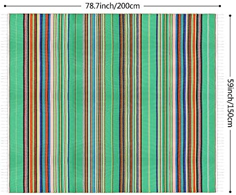 Xplanet 84 X 59 Inch Mexican Serape Blanket Bay Window Blanket, Mexican Tablecloth Serape Tatami Blanket Bed Blanket Table Cover Tapestry Blanket Picnic Mat for Mexican Party Wedding Decorations
