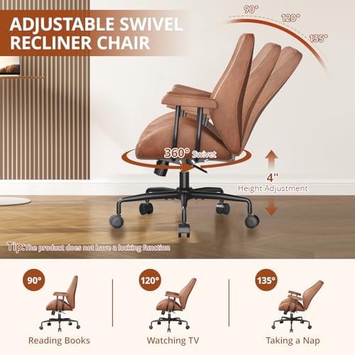 Ergonomic Home Office Chair Leather Desk Chairs with Adjustable Height