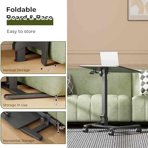 Gibbon Mounts 90° Folding Standing Desk, Portable Laptop Cart with Wheels