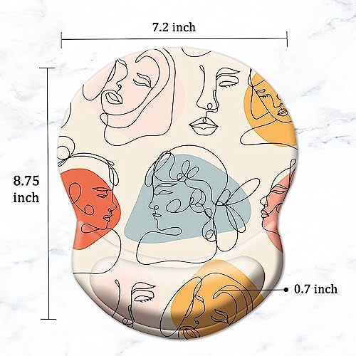 Ergonomic Wrist Support Mouse Pad - Comfortable Computer Mouse Pad with Non-Slip PU Base for Home Office Working Gaming (Art Faces)