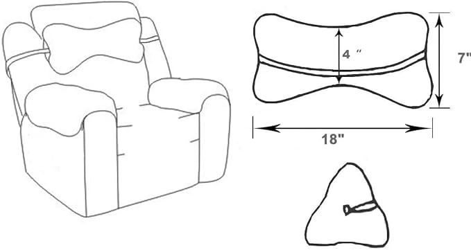 Couch Neck Pillows Adjustable Cotton Headrest Pillows for Recliner Chairs, Pain Relief Neck Support Pillow for Travel Home Sofa Armchair with Zipper Cover(Dark Brown)