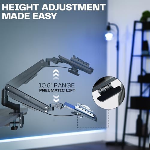 VIVO Black Pneumatic Arm Clamp-on 24 x 10 in Keyboard Tray, MOUNT-KB35CP