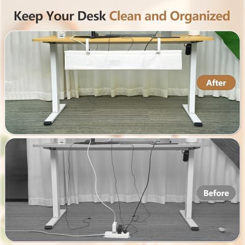 SHUWEI 35.6" Under Desk Cable Management Tray, Mesh, No-Drill Mount, Black