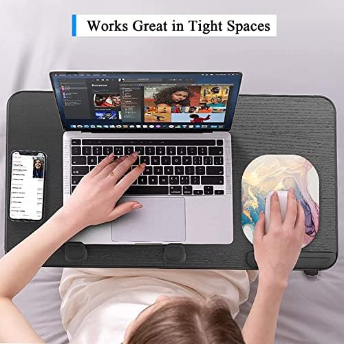 Small Mouse Pad 6 x 7 Inch, Oval Mini Mouse Pad with Non-Slip Rubber Base, Waterproof Compact Mouse Mat for Laptop Computer Wireless Mouse Keyboard Tray Home Office Travel, Pink Gold Marble