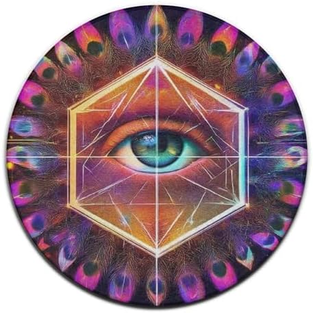 Machine Washable Modern Round Area Rug, Room Sofa Yoga Soft Round Carpet, Home Decor Non Slip Kitchen Office Circle Rug Colorful Tattoo Trippy Acid Eye, 60inch