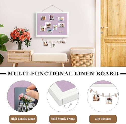 DOLLAR BOSS Double-Side Bulletin Board with Linen 16"x12" Cork Board Purple
