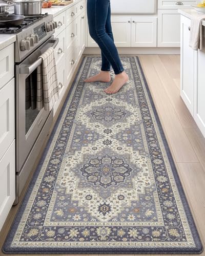DEXI Kitchen Floor Mats Cushioned Anti Fatigue Runner Rug 24x107 Dark Grey