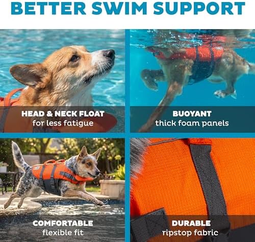 Outward Hound Granby Splash Dog Life Jacket, Life Vest, Orange, Medium