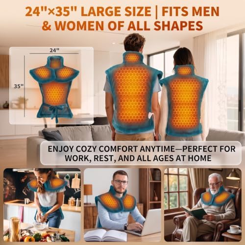 Massaging Heating Pad for Neck and Shoulders and Back, Gifts for Mom Dad