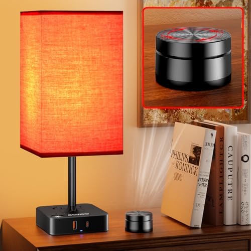 Bedroom Nightstand Lamp with Charger, Touch Table Lamps with Remote Control