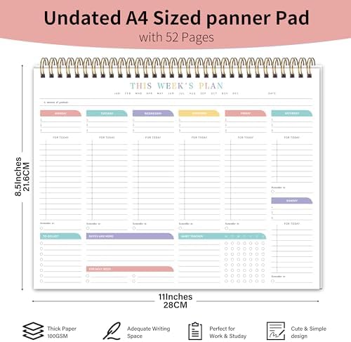 TREES Weekly To-Do List Notepad, 52-Week Desk Planner Organizer, 8.5" x 11"