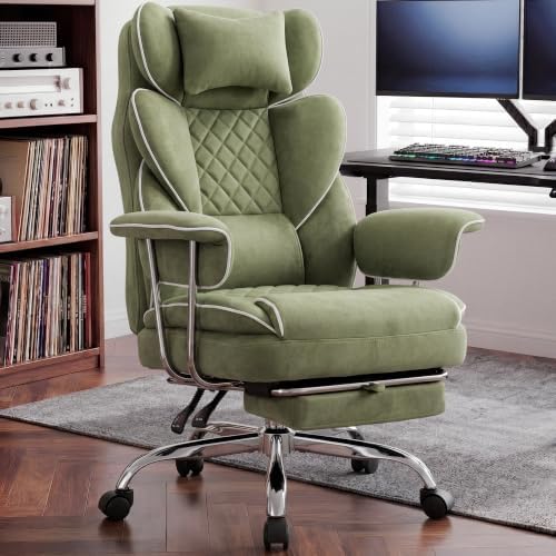 N-GEN GAMING Big and Tall Gaming Chair with Footrest, Reclining Chair,Green