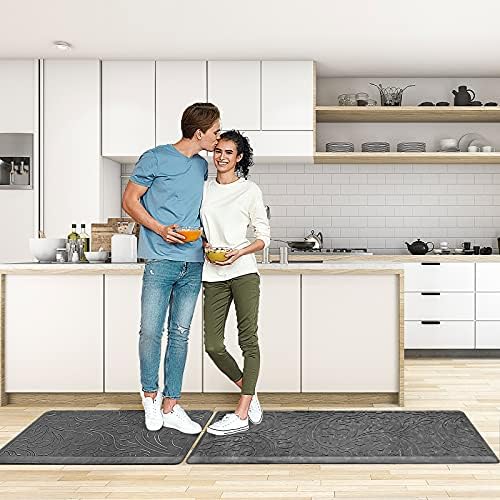 KMAT 2PCS Kitchen Mat Cushioned Anti-Fatigue Comfort Standing Mat Rug
