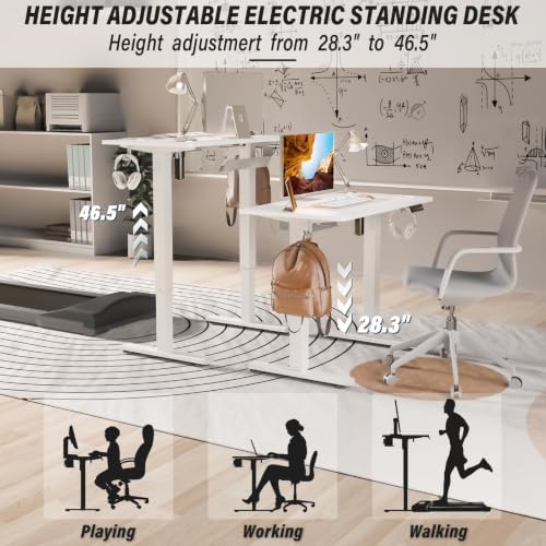 Kingant Standing Desk, 32x24 Inch Electric Height Adjustable Computer Desk